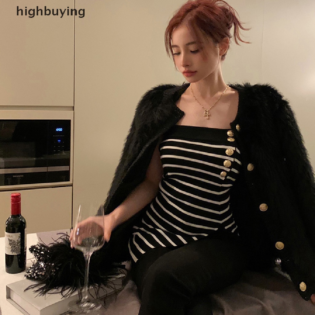 Áo Hai Dây Dệt Kim Họa Tiết Kẻ Sọc Thời Trang Mùa Hè Quyến Rũ Cho Nữ