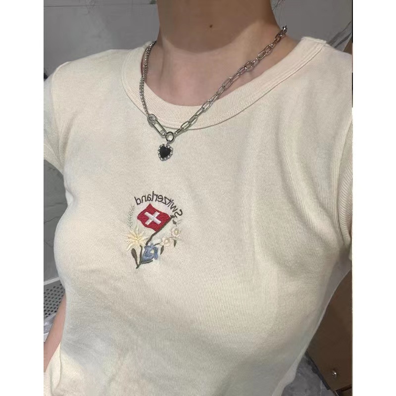 Áo Thun T-Shirt Tay Ngắn Cổ Tròn In Hình Thời Trang Đường Phố Mỹ Dành Cho Nữ