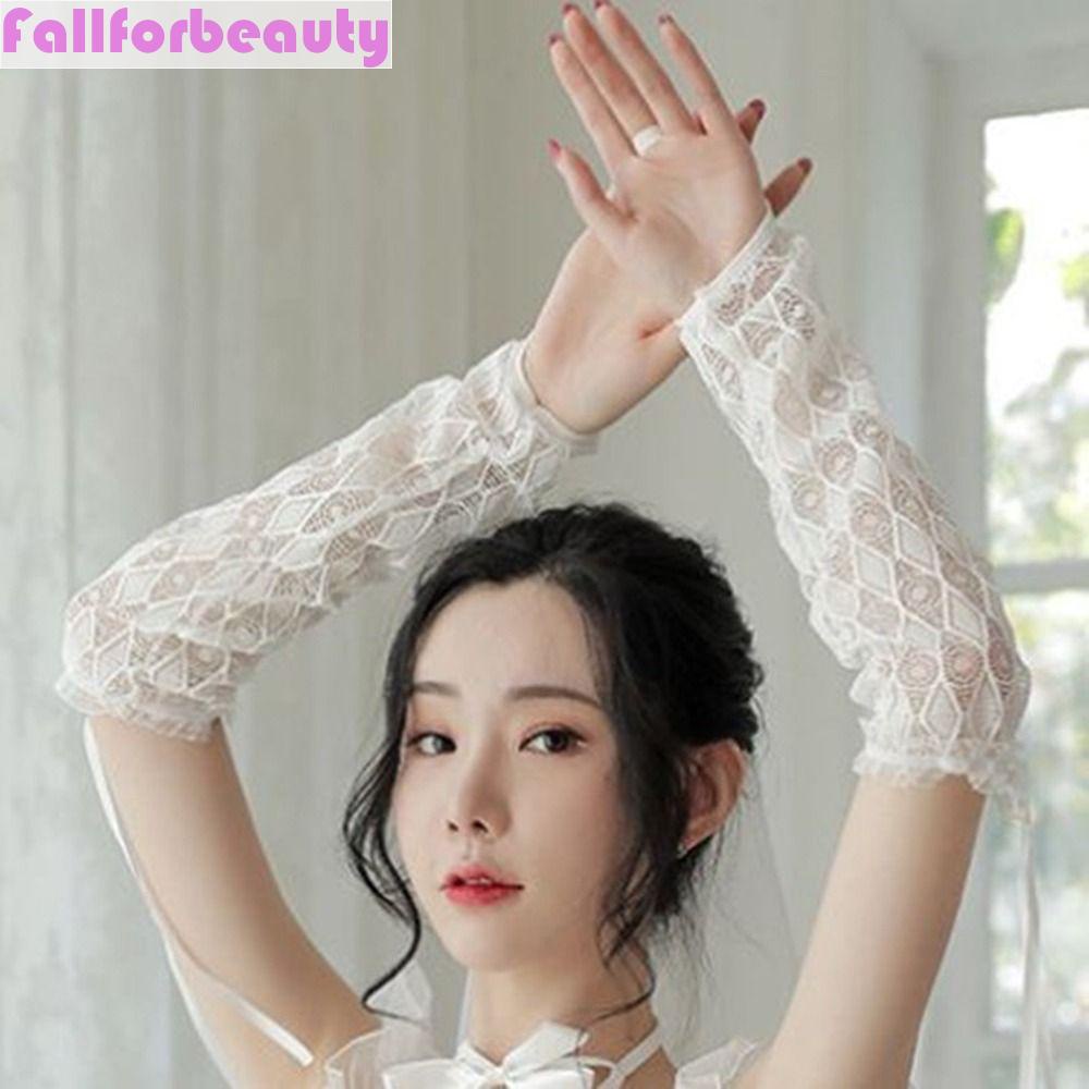 Đôi Găng Tay Chống Nắng Phối Ren Lưới Phong Cách Lolita Dành Cho Cô Dâu