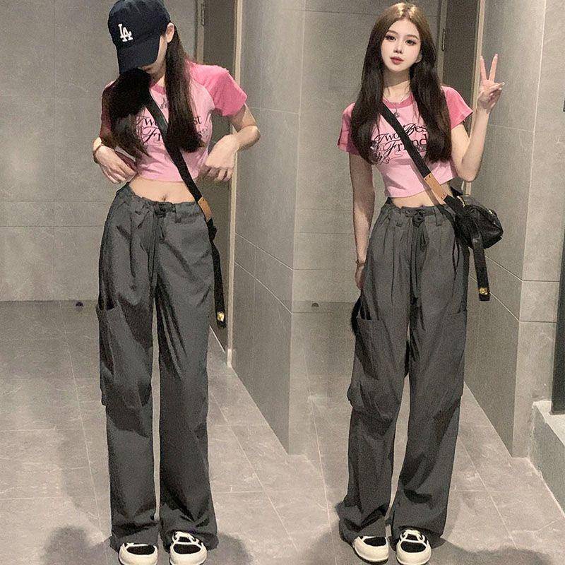 Bộ Áo Thun Ngắn Tay In Họa Tiết + Chân Váy Lưng Cao Thời Trang Retro Mỹ Cho Nữ