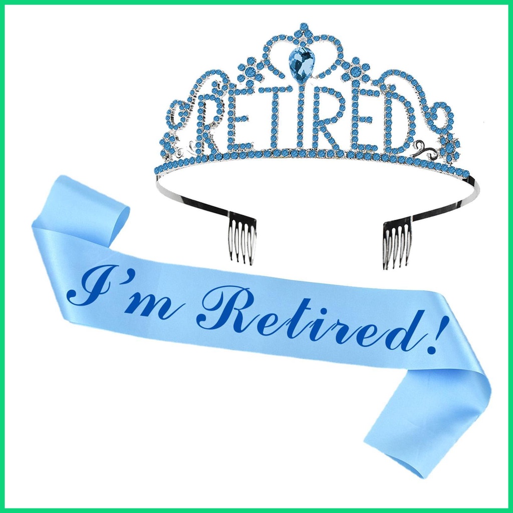 Băng Đô Đính Đá Chữ I 'M Retired Sash Với Vương Miện Chống Trượt Dùng Trang Trí Lễ Hội