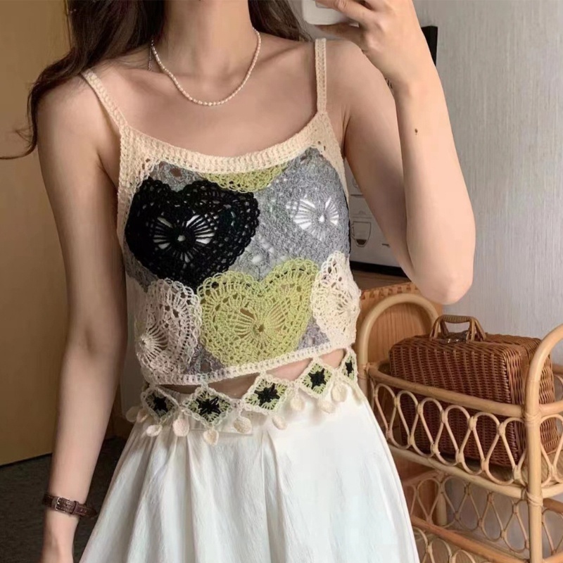 Áo Dệt Kim Hai Dây Cổ Vuông Thêu Họa Tiết Nhiều Màu Sắc Thời Trang Mùa Hè Dành Cho Nữ