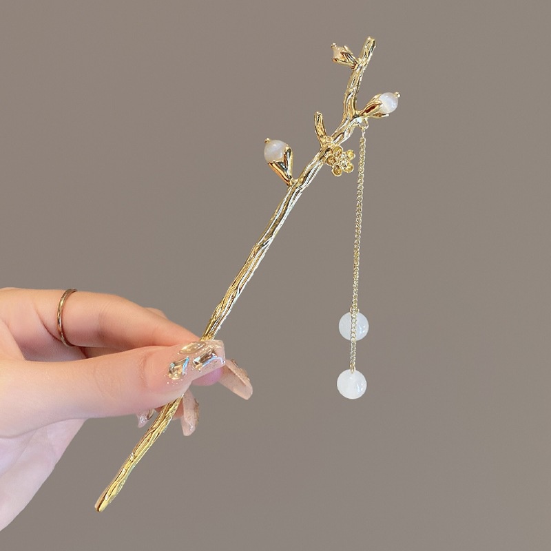 Trâm Cài Tóc Tua Rua Hoa Lily Ngọc Trai Rung Phong Cách Hán Phục Mùa Hè Cho Nữ