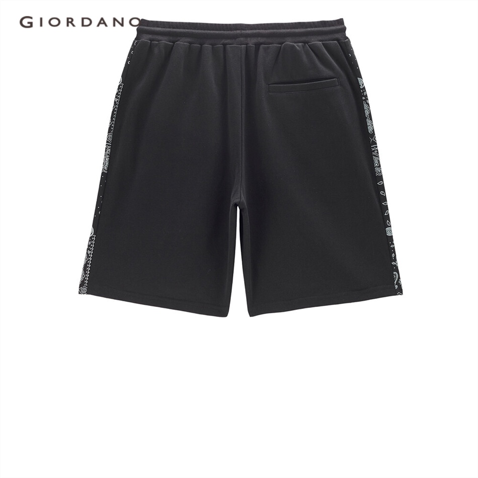 GIORDANO MEN Ethnic style paisley print elastic waist shorts 18103903