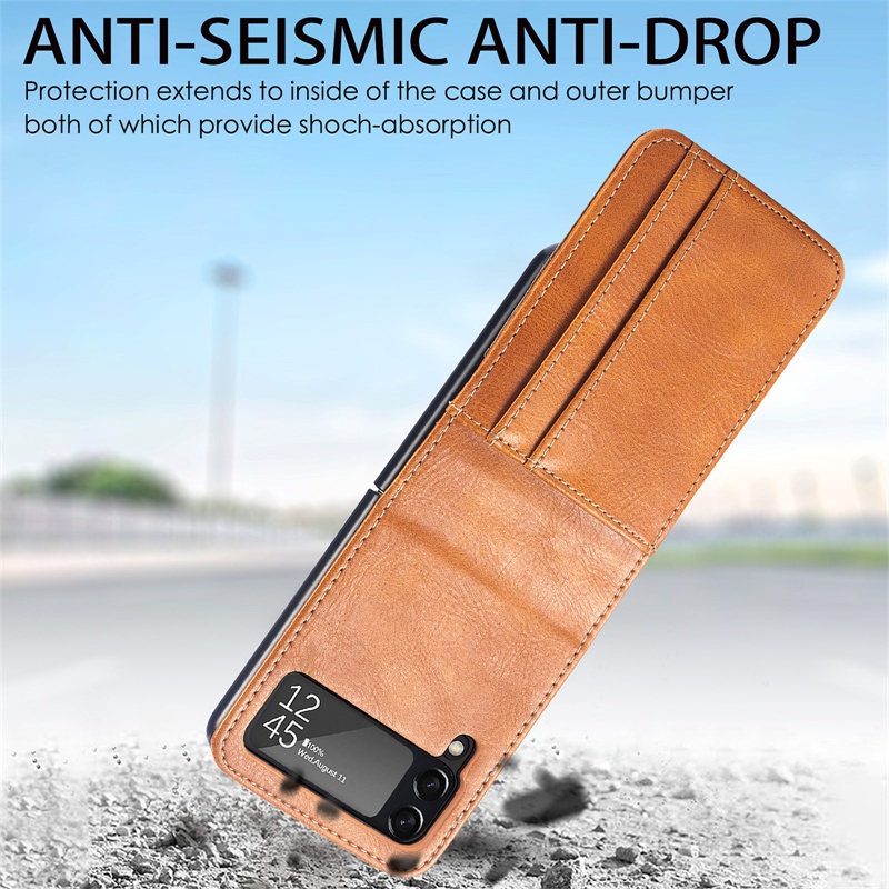 Ốp Điện Thoại Da Gập Có Ngăn Đựng Thẻ Dành Cho Samsung Galaxy Z Flip 4 Z Flip 3 Z Flip 4 3