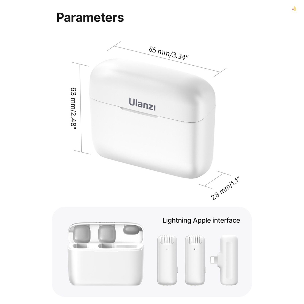 Hệ Thống Micro Không Dây Ulanzi J12 Kèm 1 Đầu Nhận Và 2 Micro 20M Và Pin Sạc Thay Thế Cho iPhone 13 / 13 Pro / 12 / 12 Pro /