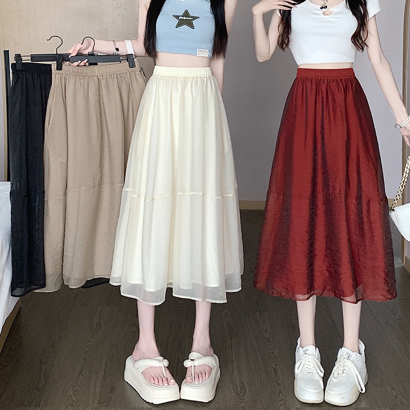 SUXI Chân Váy Chữ A Lưng Cao Màu Sắc Thời Trang Mùa Hè Cho Nữ