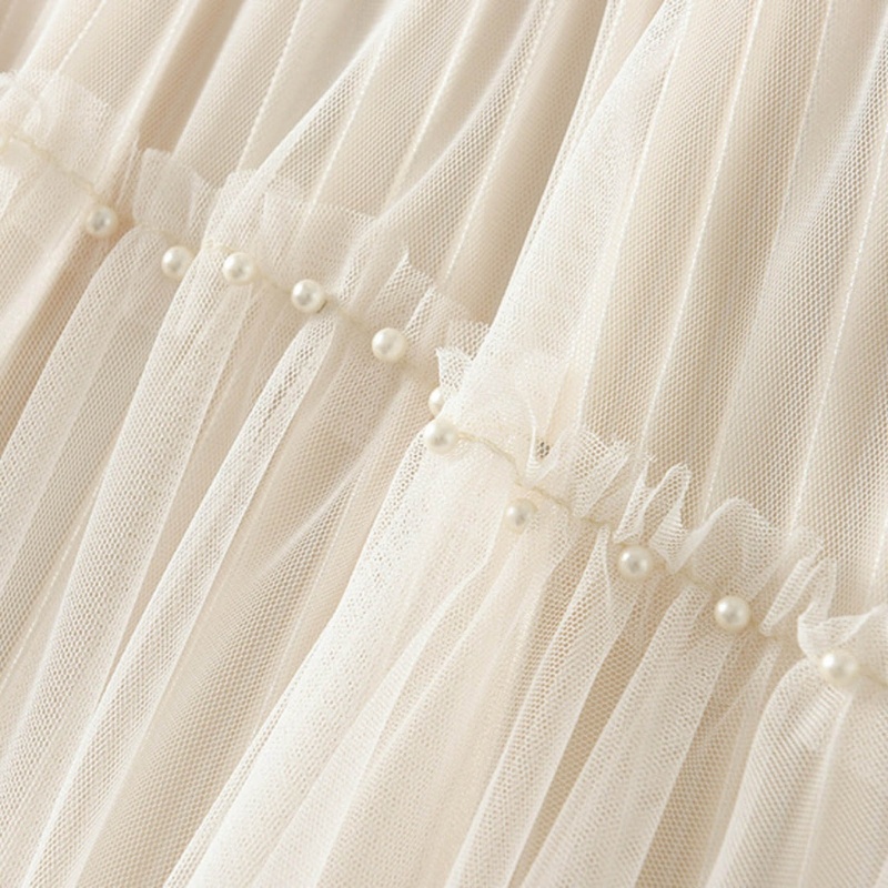 Chân Váy Midi Chữ A Dáng Dài Vải Tuyn Phối Lưới Xếp Ly Lưng Thun Co Giãn Đảo Ngược Thời Trang Dự Tiệc Cho Bạn Gái