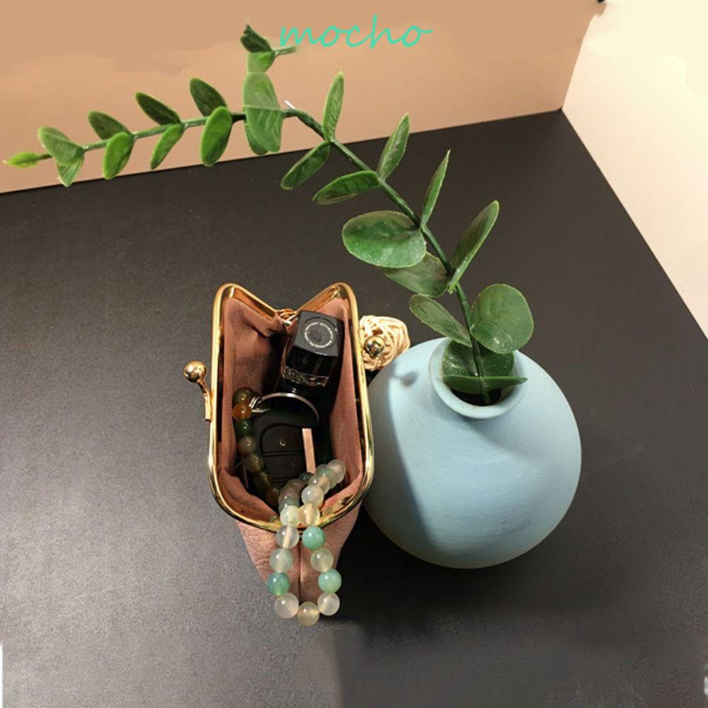 Ví Da Đựng Tiền Xu / Thẻ / Chìa Khóa Xe Buýt Có Kẹp Sắt Nhỏ Nhắn Xinh Xắn