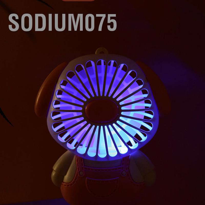 Quạt USB Mini 2 Tốc Độ Chống Trượt Hình Động Vật Hoạt Hình Có Đèn Và Dây Đeo Cho Học Sinh