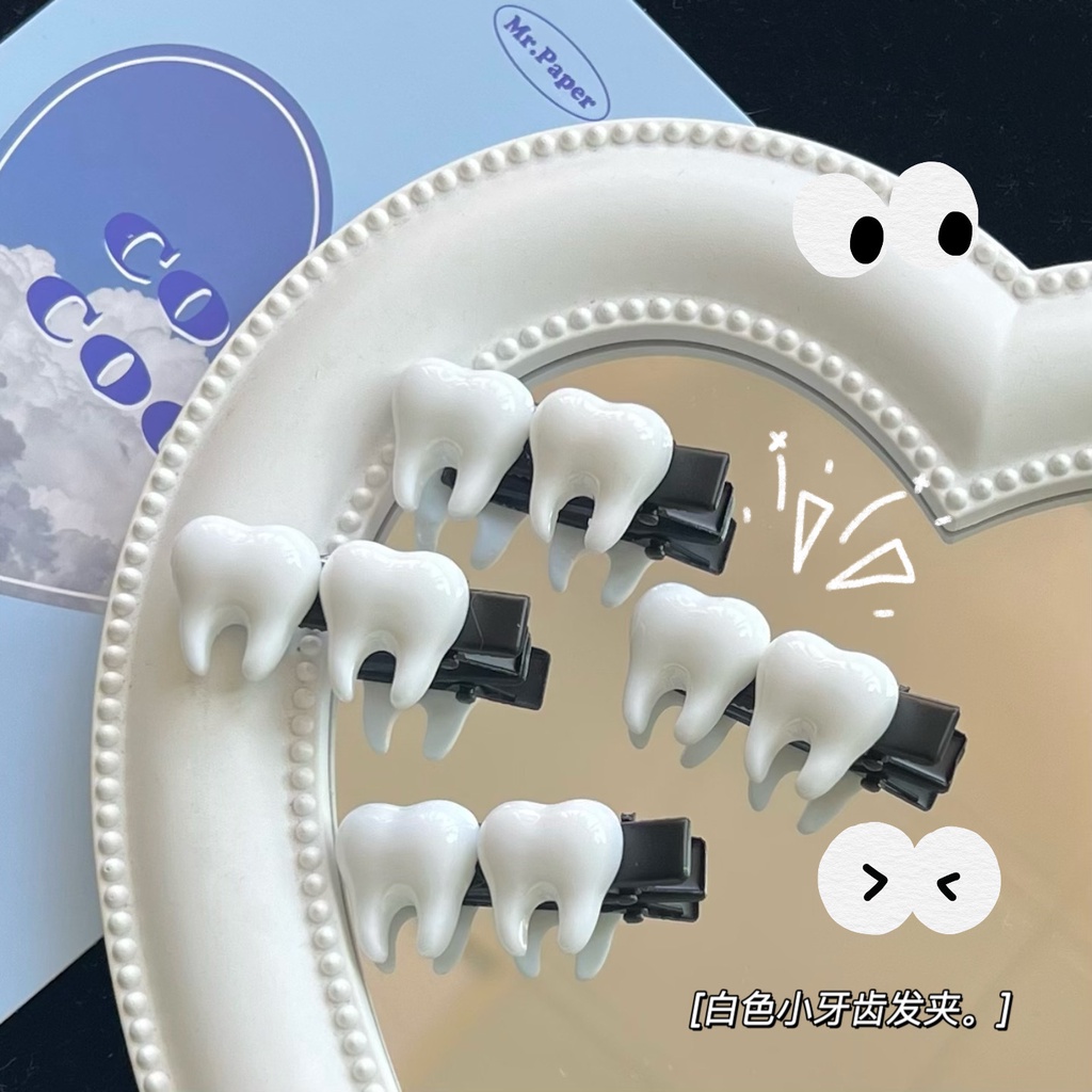 Kẹp Tóc Hình Chiếc Răng Dễ Thương Xinh Xắn Phong Cách Hàn Quốc Dành Cho Bé