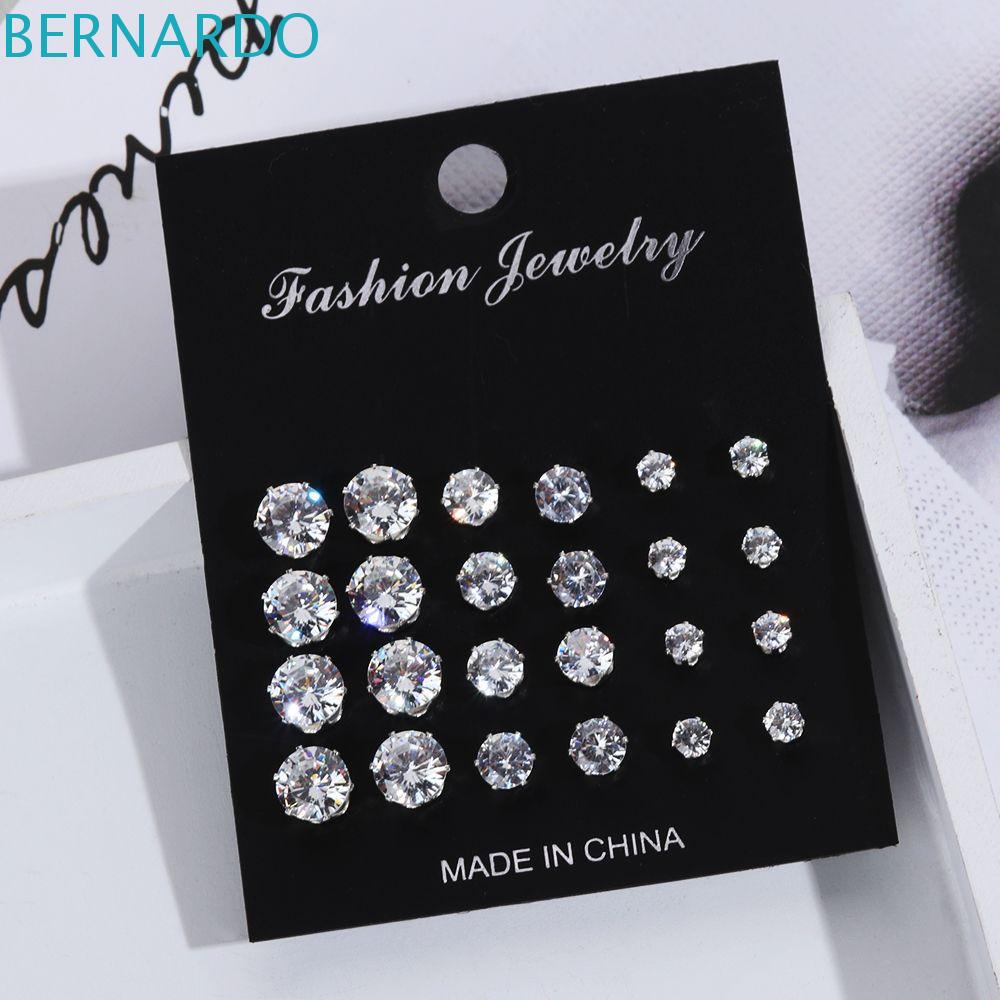 Bernardo Bông Tai Hình Học Lấp Lánh Tinh Tế|Set 12 Đôi Bông Tai Kim Loại Thời Trang Cho Nữ