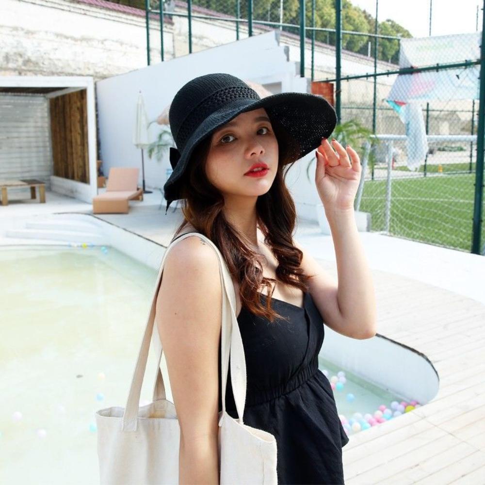 Nón Cối Rộng Vành Phối Nơ Thời Trang Đi Biển Cho Nữ