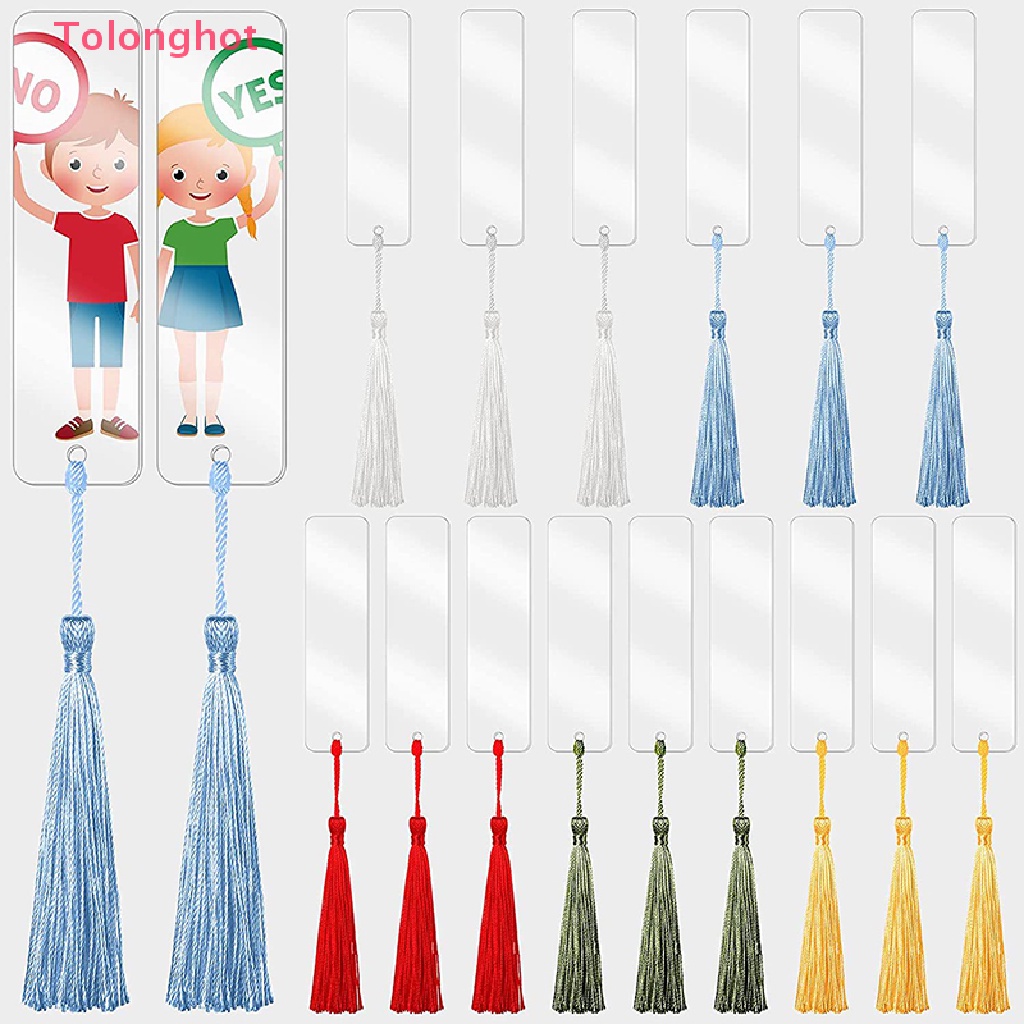 Bộ 12 Thẻ Đánh Dấu Trang Sách Bằng Acrylic Kèm Dây Thừng Diy