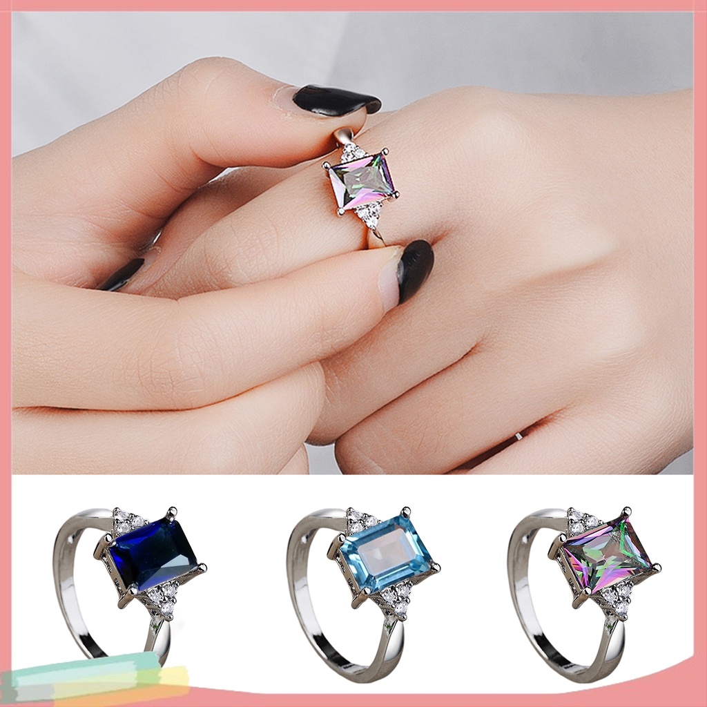 Nhẫn Cưới Đính Đá Màu Cầu Vồng Sang Trọng Thời Trang