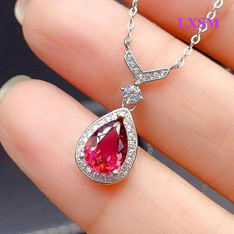 Vòng cổ Mặt Đá Sapphire Hình Giọt Nước Thời Trang