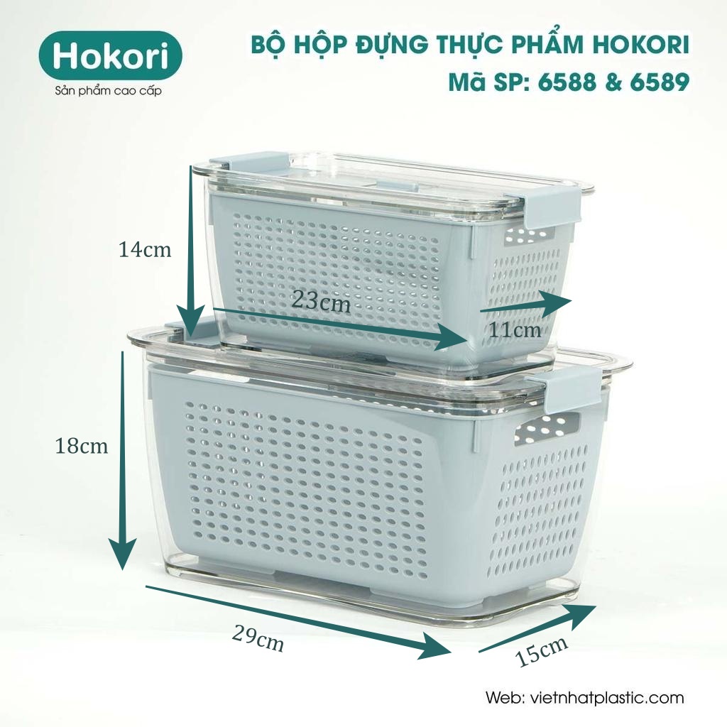 Hộp Đựng Thực Phẩm 2 Lớp Cao cấp , Có Khóa Thoát Khí Dễ Dàng Bảo Quản Rau Củ 6589