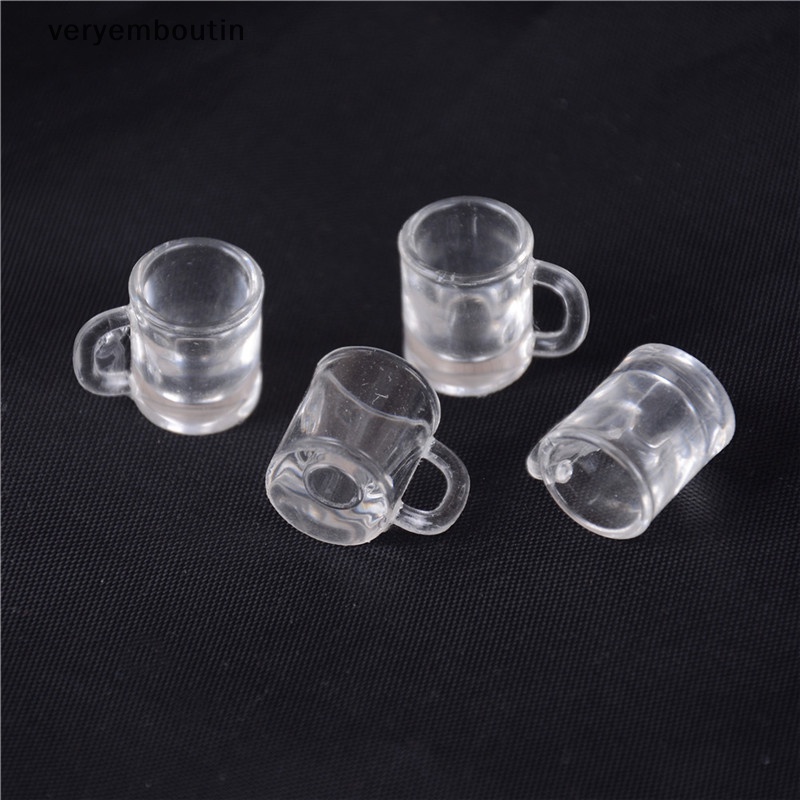 Set 4 Ly Thủy Tinh Uống Bia Bằng Nhựa Tỉ Lệ 1 / 12 Trang Trí Nhà Búp Bê