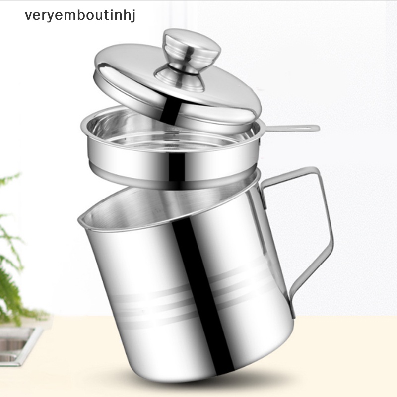 Bình Đựng Dầu Ăn Bằng Thép Không Gỉ 1.3L Kèm Đồ Lọc Mỡ