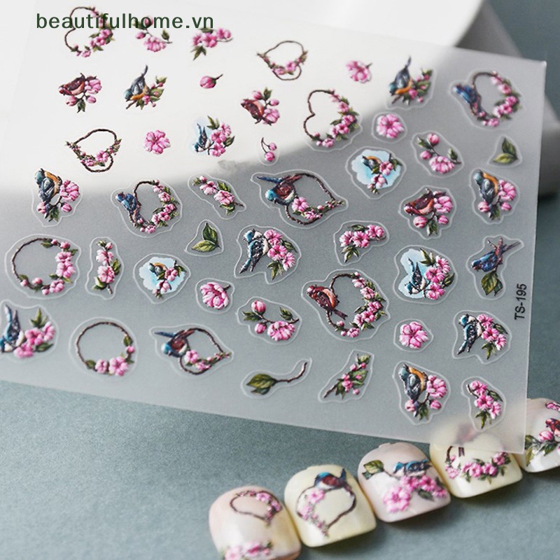 Miếng Dán Trang Trí Móng Tay 5D Hình Hoa Trái Tim Cho Nữ