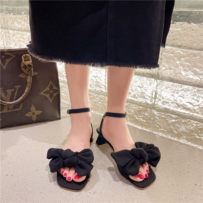 Xăng đan Cao Gót Đính Nơ Thời Trang Cho Nữ