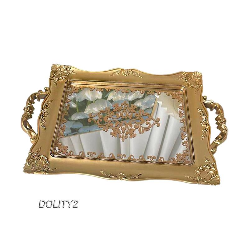 [Dolity2] Khay Đựng Trang Sức Tráng Gương Trang Trí Bàn Trang Điểm Trung Tâm
