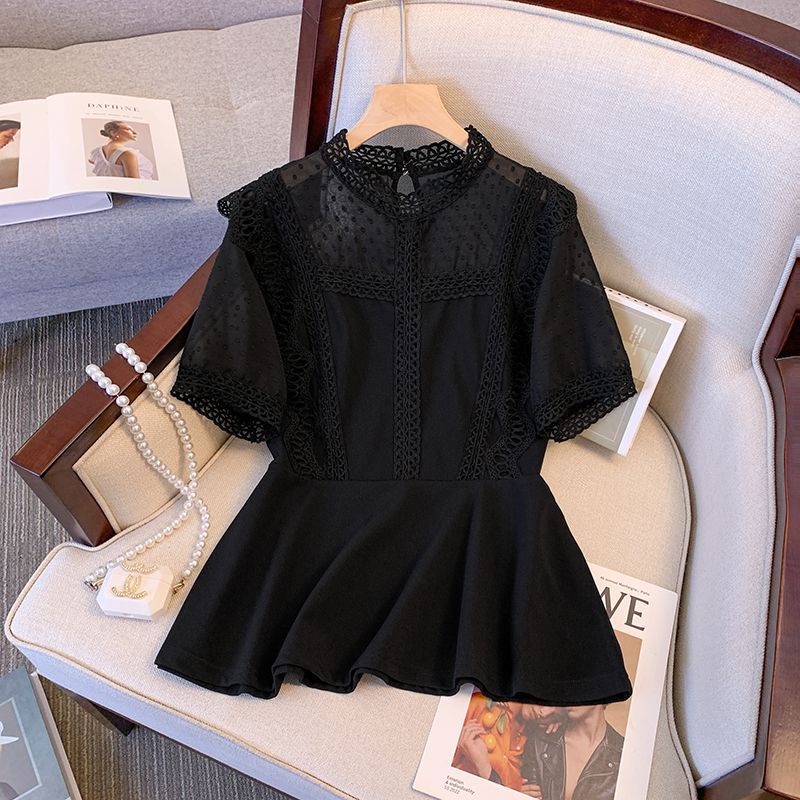 Áo Sơ Mi Voan Tay Ngắn Màu Đen Dáng Ôm Thời Trang Mùa Hè Dành Cho Nữ