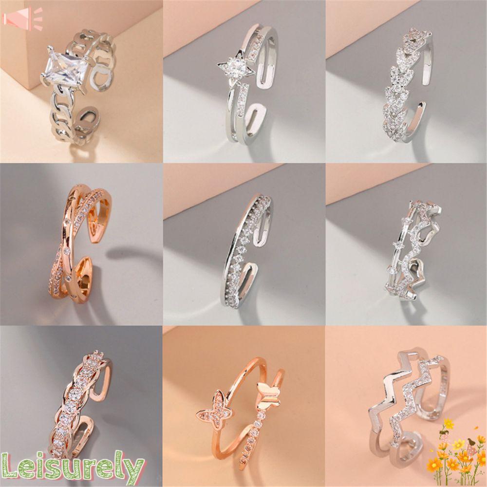 Nhẫn Hở Dùng Làm Quà Tặng Đám Cưới Độc Đáo|Nhẫn Đính Đá Zircon Có Thể Điều Chỉnh Kích Cỡ