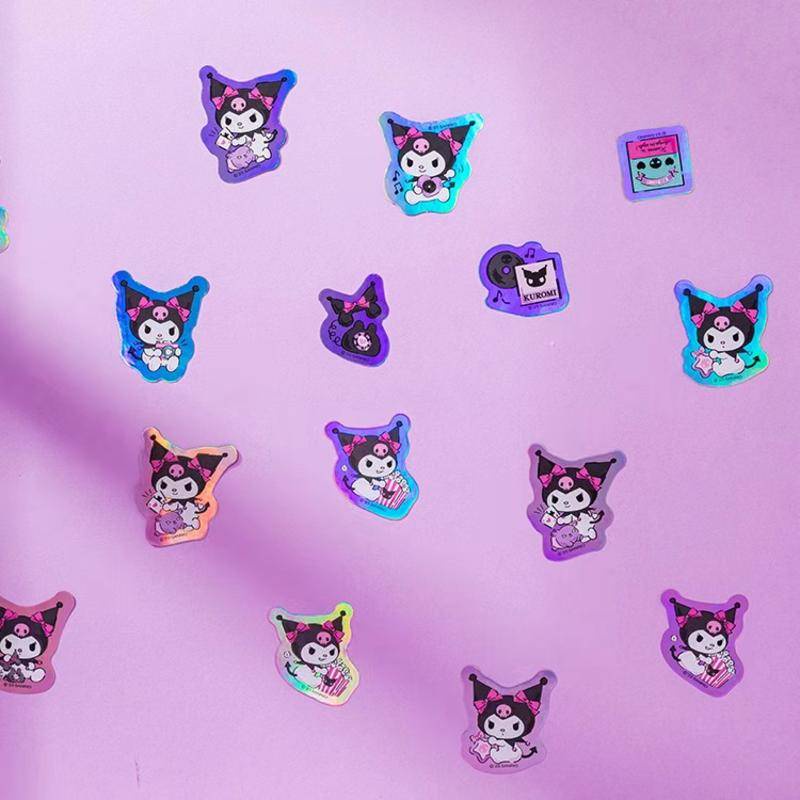 Set 30 Nhãn Dán Hoạt Hình Sanrio Kuromi Cinnamoroll Màu Laser Trang Trí Máy Tính / Vali / Máy Tính Bảng / Quà Tặng Trẻ Em