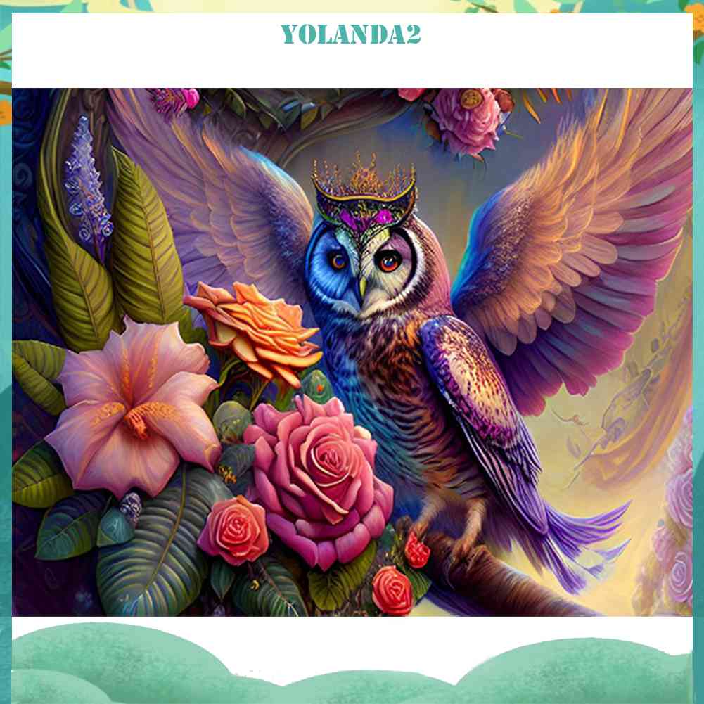 Tranh Đính Đá Kim Cương Toàn Bộ 5D DIY Hình Vẽ Hoa Chim Cú