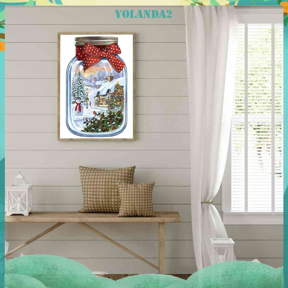 Tranh Đính Đá Kim Cương Toàn Bộ 5D DIY Hình Vẽ Lọ Hoa Giáng Sinh Trang Trí Nhà Cửa