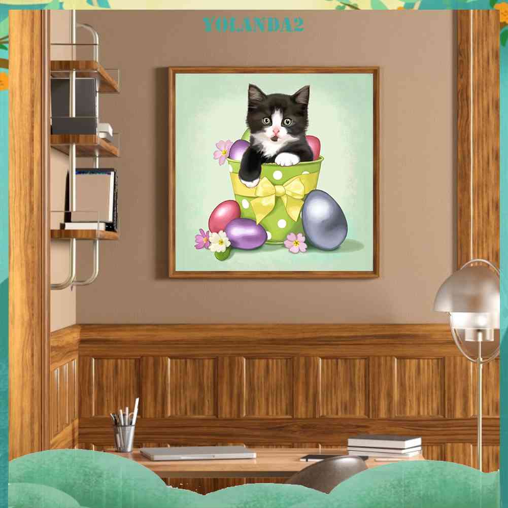 Bộ Tranh Đính Đá 5D DIY Hình Mèo Kitty Nhiều Màu Sắc Để Trang Trí Nhà