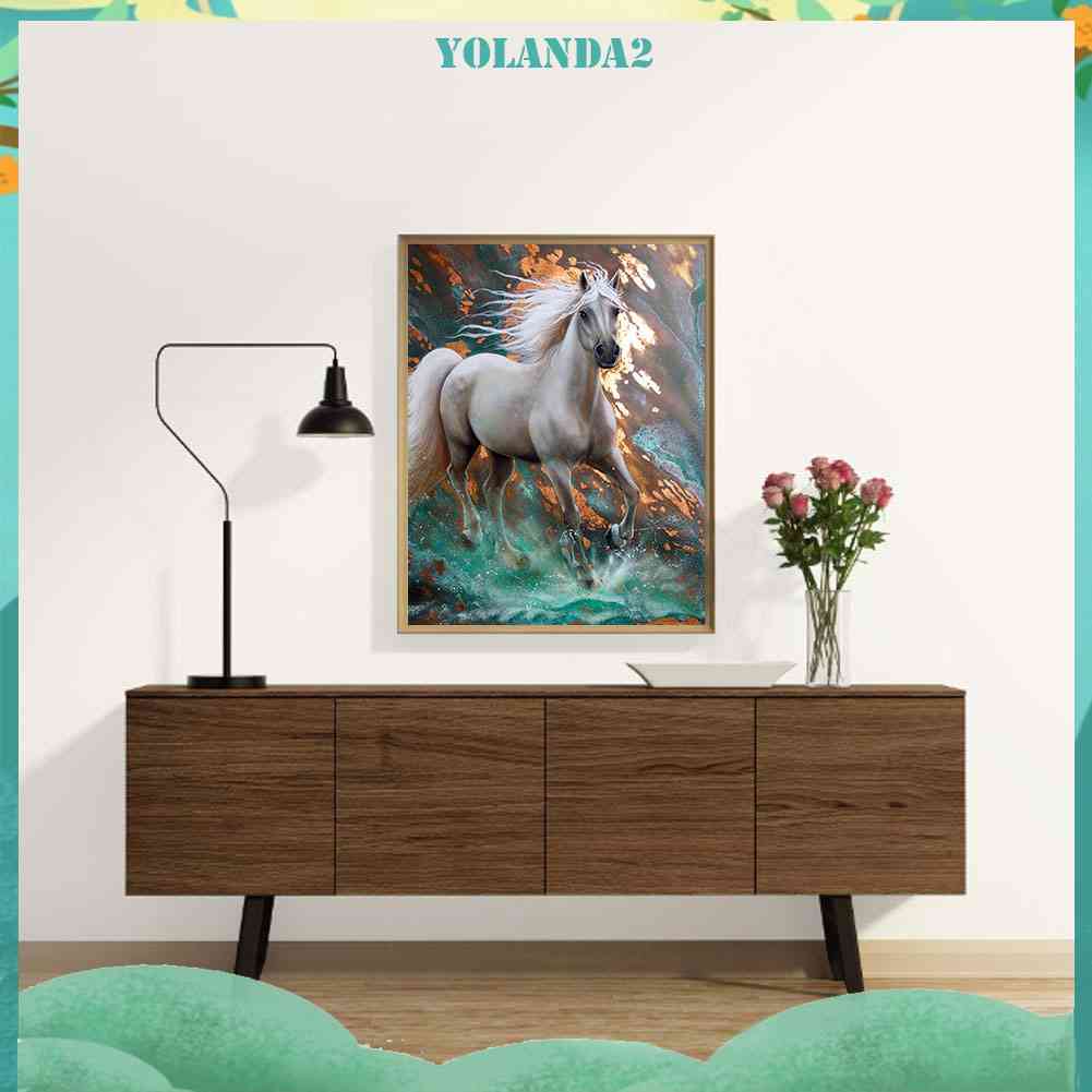 Bộ Tranh Đính Đá 5D Toàn Diện Họa Tiết Ngựa Trắng Độc Đáo DIY Dùng Trang Trí Nhà Cửa