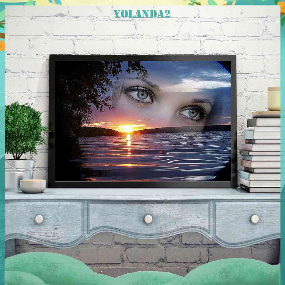 Bộ Tranh Đính Đá Tự Làm Toàn Diện Hình Đôi Mắt Trên Hồ