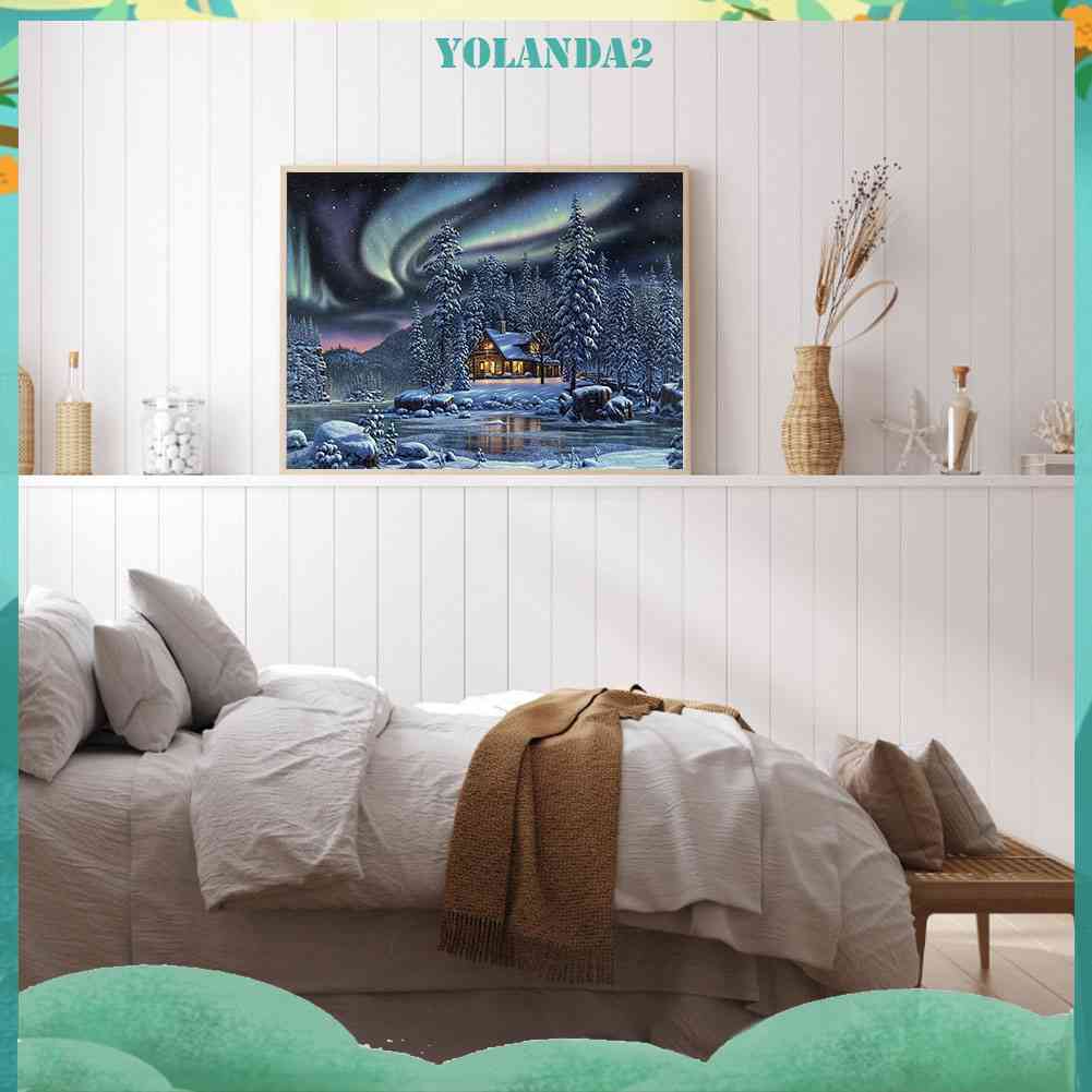 Tranh Đính Đá Kim Cương Toàn Bộ 5D DIY Hình Vẽ Làng Quê Aurora