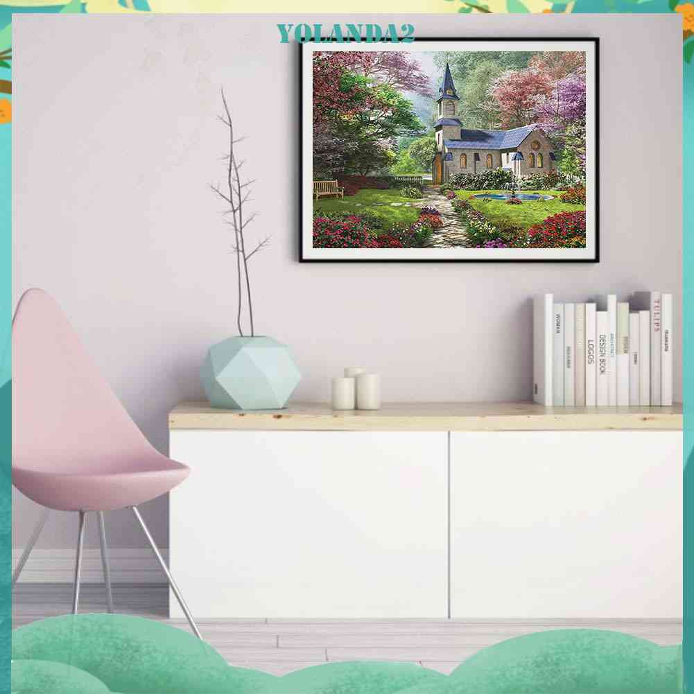 Bộ Tranh Đính Đá 5D Họa Tiết Ngôi Nhà Rừng Độc Đáo DIY Dùng Trang Trí