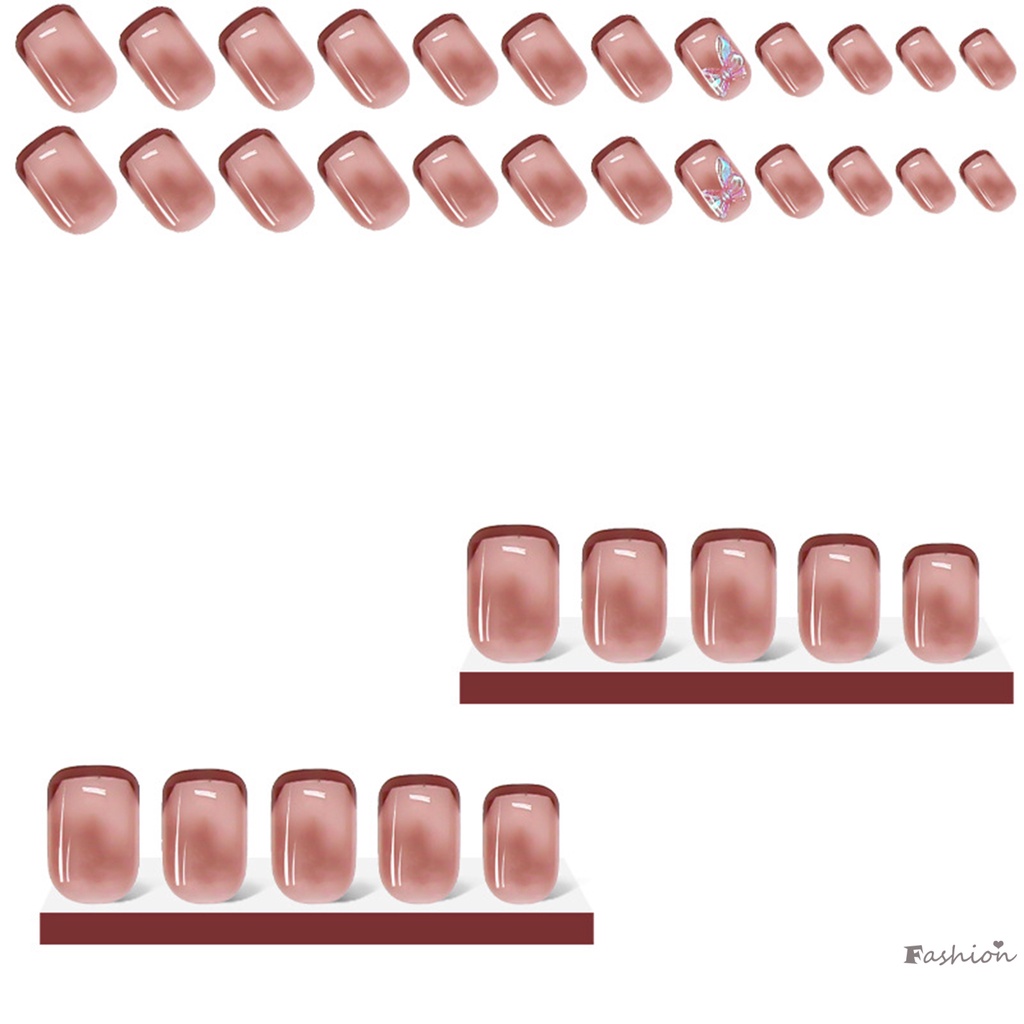 Bộ Móng Tay Giả Màu Hồng Đính Nơ Xinh Xắn