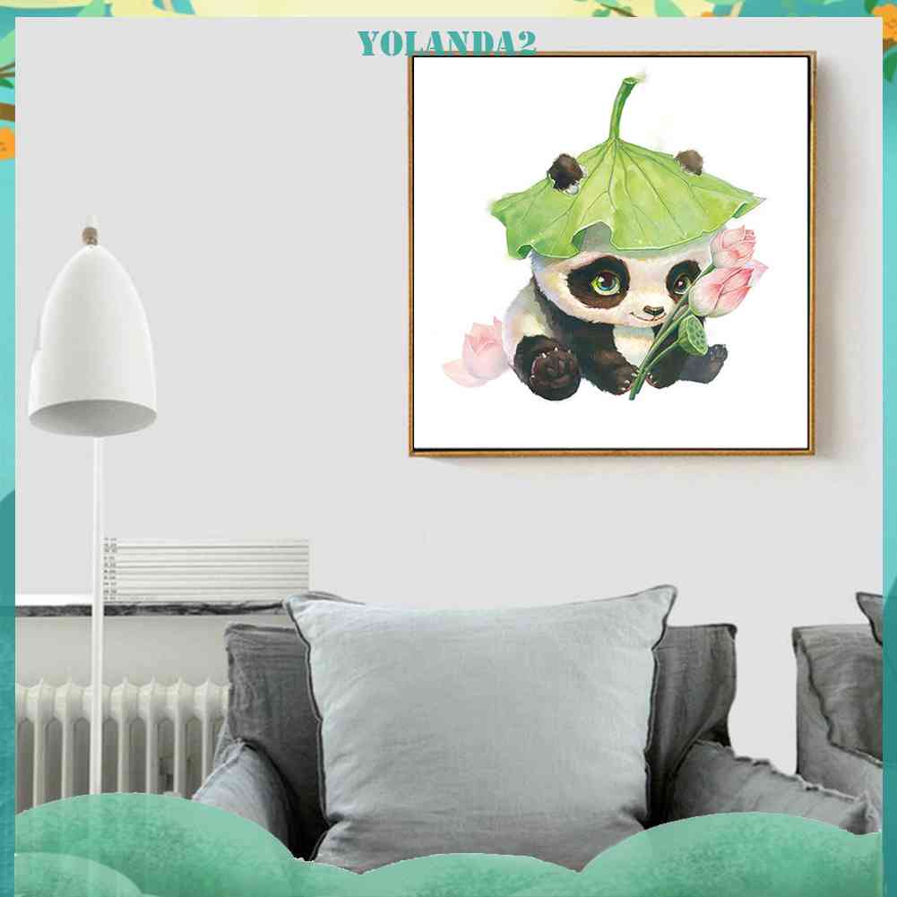 Tranh Thêu Trang Trí Thủ Công 5D Hình Gấu Trúc Đáng Yêu (Mũi Thêu Hình X