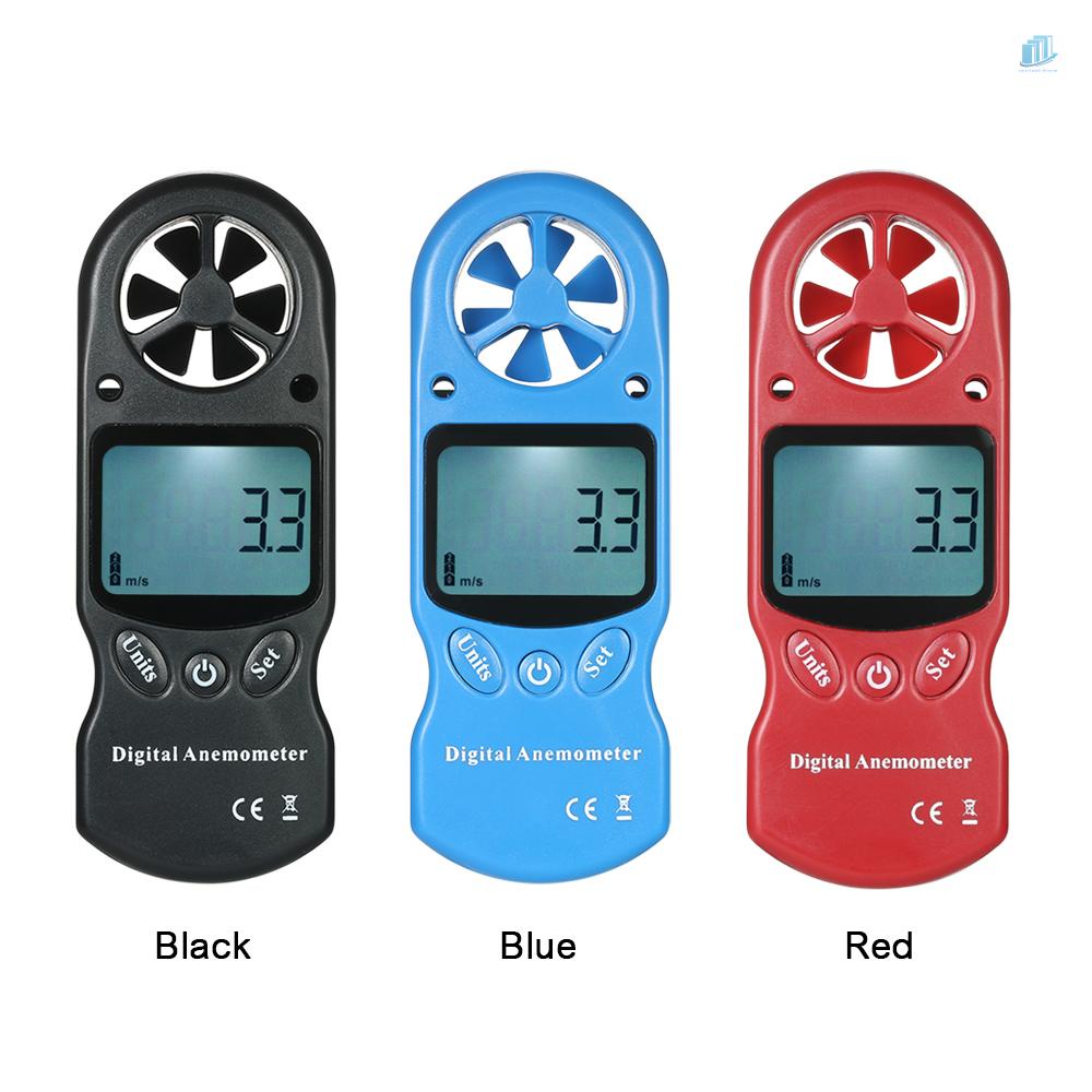 Đồng Hồ Đo Tốc Độ Gió / Nhiệt Độ / Độ Ẩm / Chỉ Số Nhiệt Độ Gió / Lạnh Chill / Điểm Sương Mù Cầm Tay 8 Trong 1 Có Màn Hình LCD Màu Đen