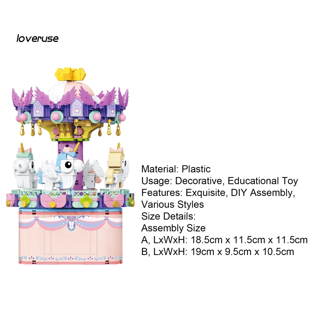 1 Hộp Đồ Chơi Lắp Ráp Vòng Quay Ngựa Gỗ Dễ Thương Cho Bé