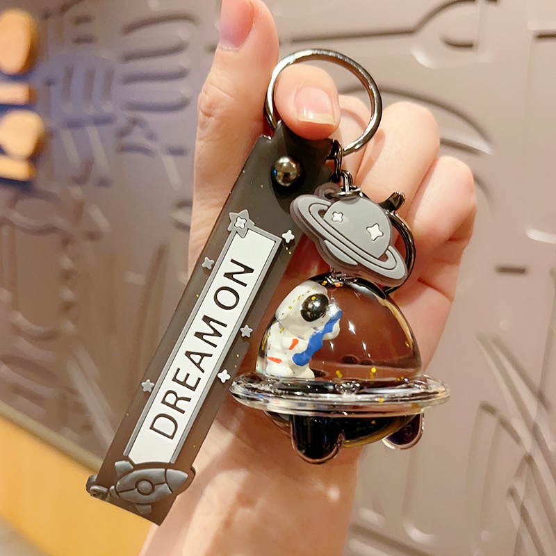 Móc Khóa Hình UFO Phi Hành Gia Hoạt Hình Màu Vàng Đen