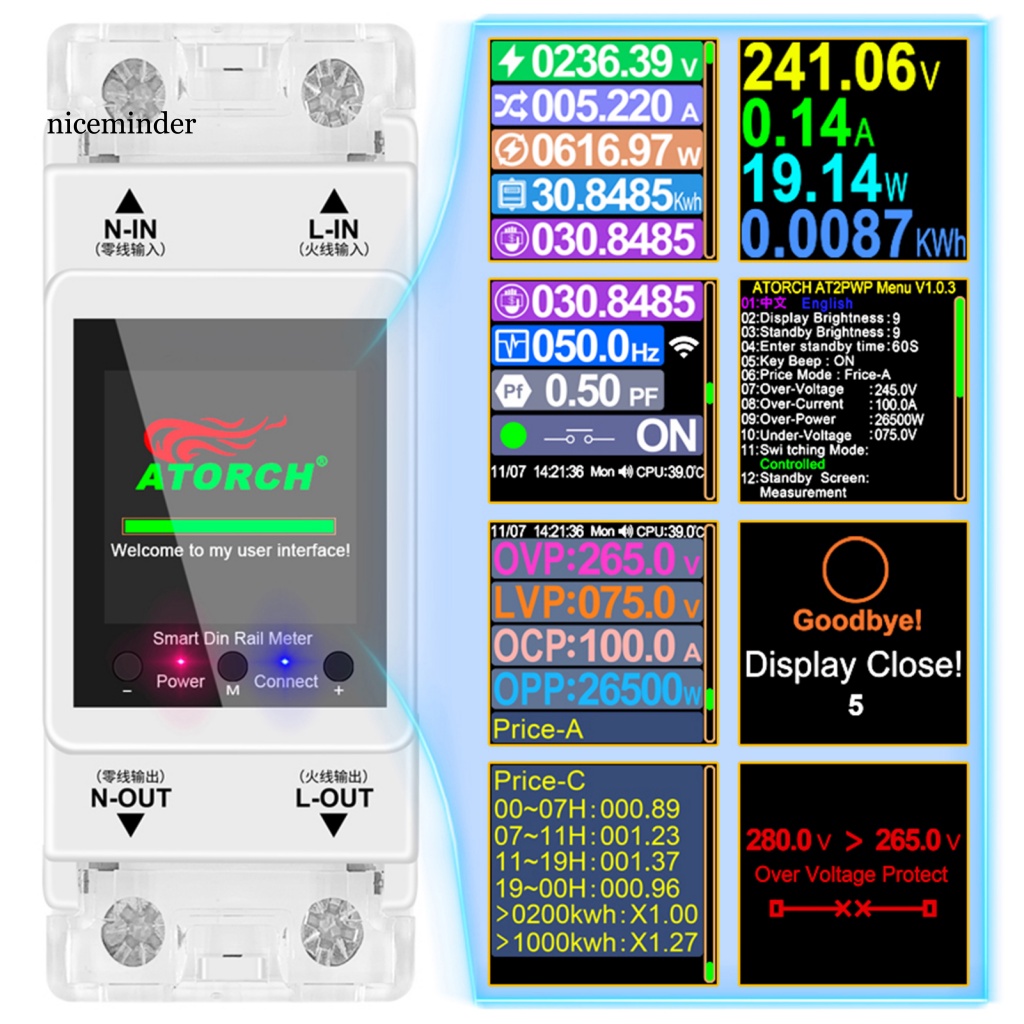 Thiết Bị Đo Năng Lượng Điện Tử NC 100A Chống Nhiễu Bảo Vệ Màn Hình Kỹ Thuật Số