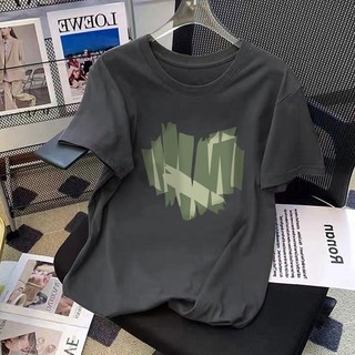 Áo Thun 100% Cotton Tay Ngắn Cổ Tròn Dáng Rộng In Hình Trái Tim Thời Trang Mùa Hè 2023