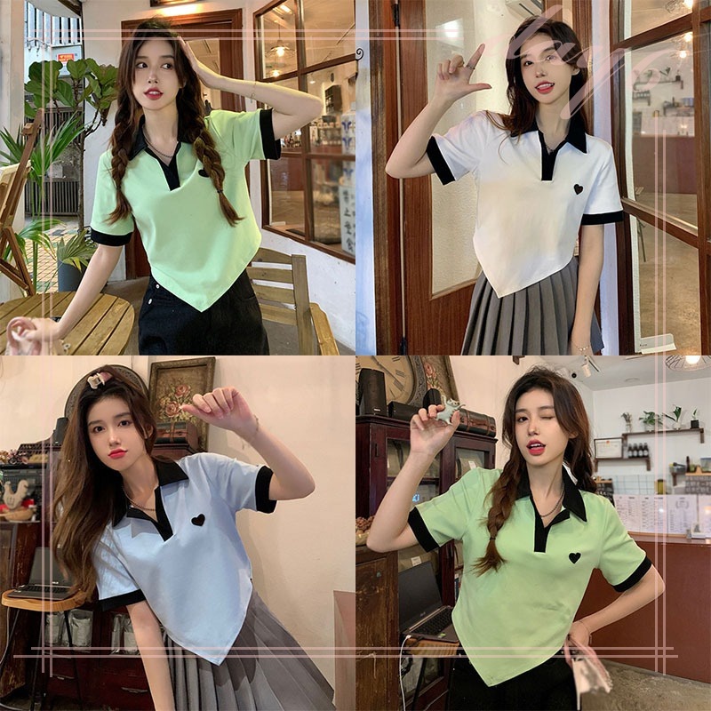 Áo Thun Ngắn Tay Phong Cách Hàn Quốc Đơn Giản Dành Cho Nữ