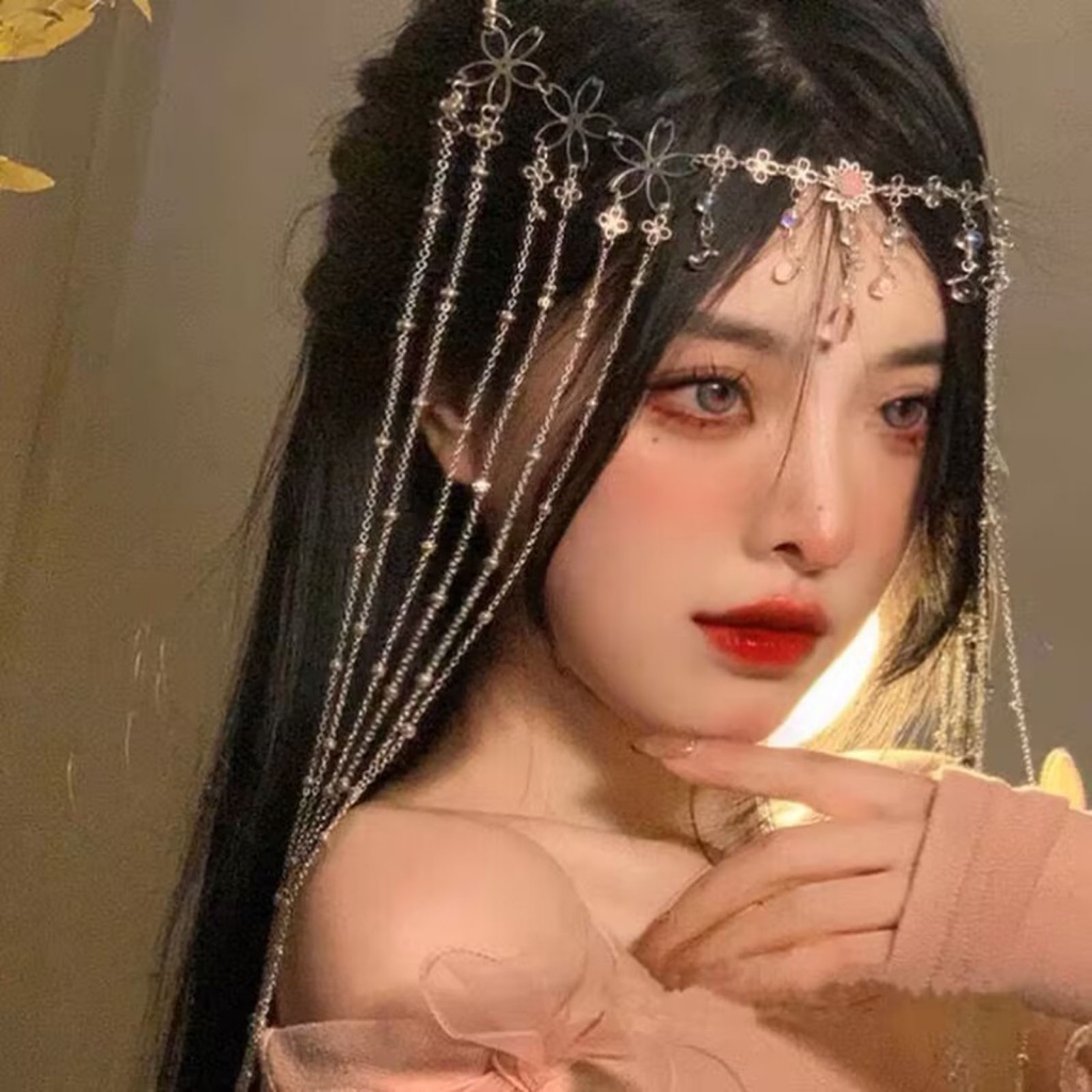 Fujinri.mx Chuỗi Dây Đeo Trán Tạo Kiểu Tóc Chống Trượt Trang Trí Tiệc Cưới Độc Đáo