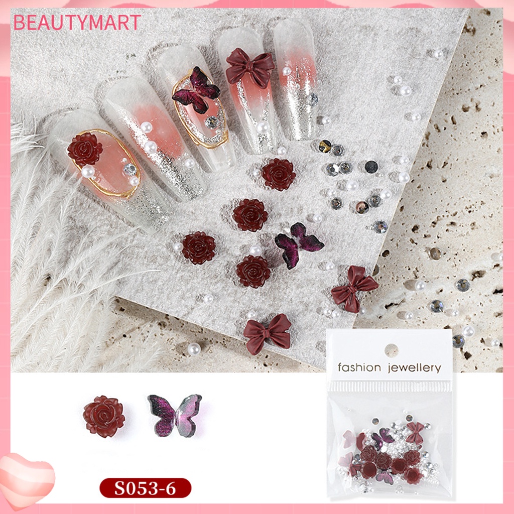 1 Bộ Hạt Charm Lấp Lánh Bằng Thép Trang Trí Móng Tay DIY