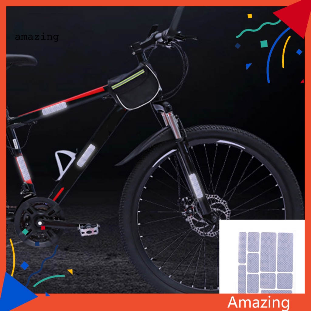 Set 10 Miếng Dán Phản Quang Cảnh Báo An Toàn Hình Chữ Nhật Cho Xe Đạp MTB