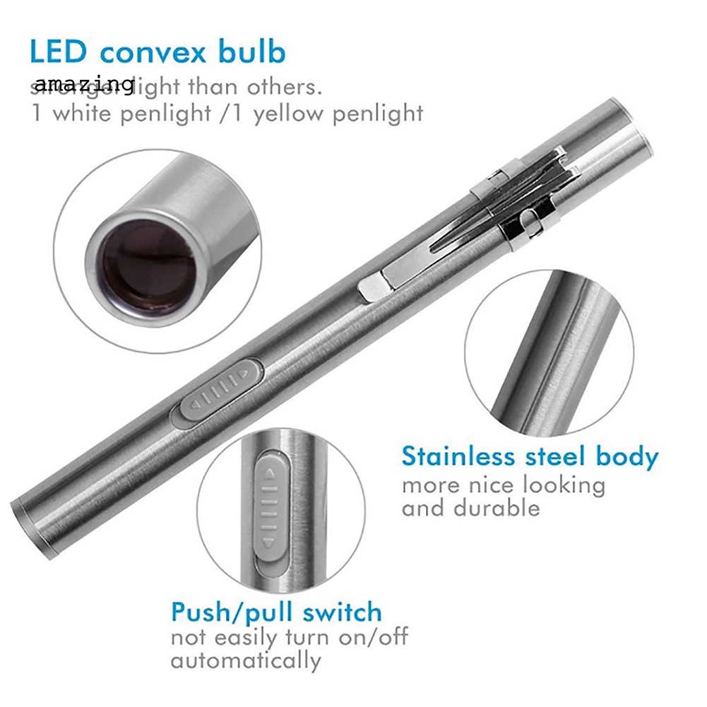 Đèn Pin LED Mini Bằng Thép Không Gỉ Chống Thấm Nước Có Thể Sạc Lại Bằng Cổng USB