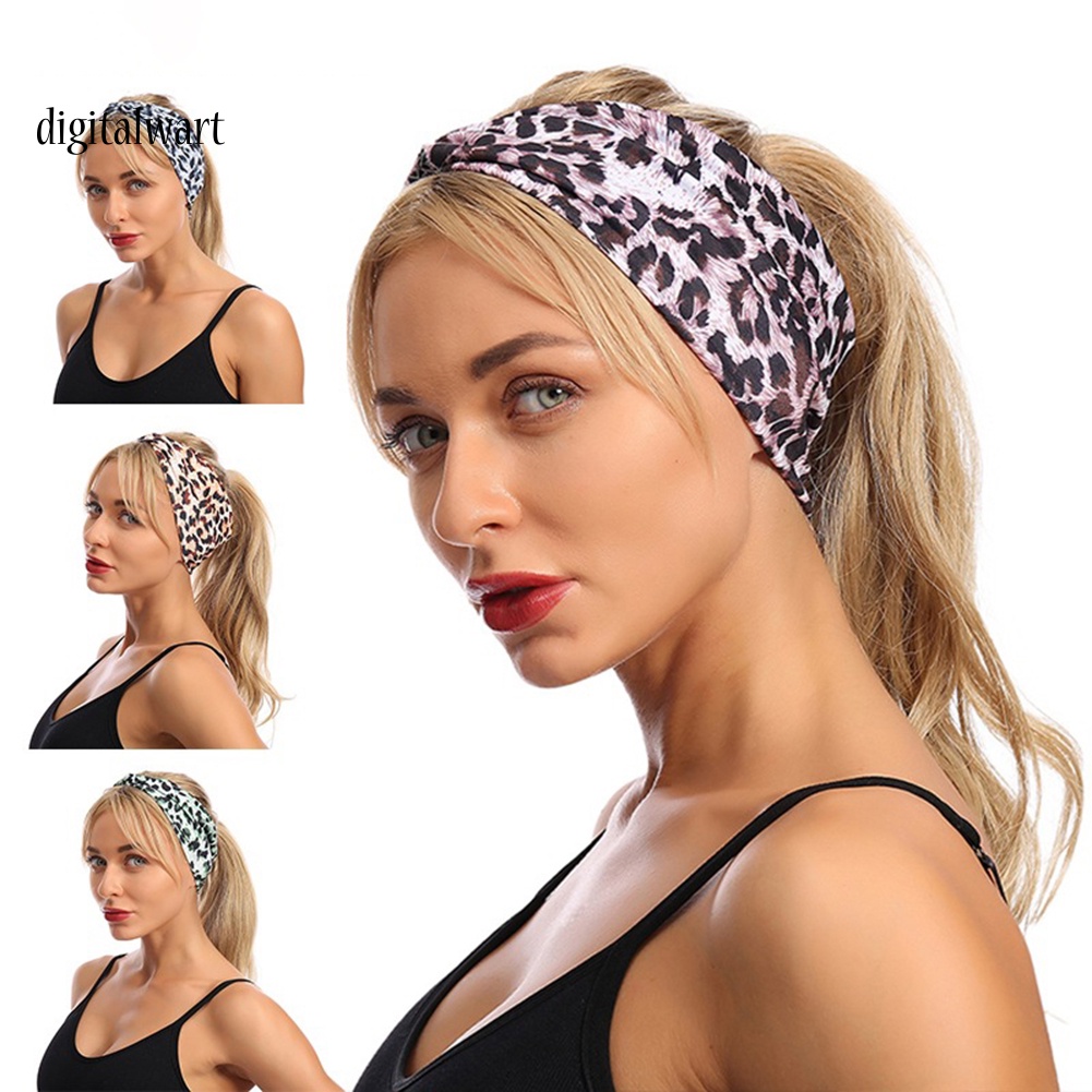 Kỹ Thuật Số| Băng Đô Cài Tóc Co Giãn In Họa Tiết Da Báo Thời Trang Cho Nữ