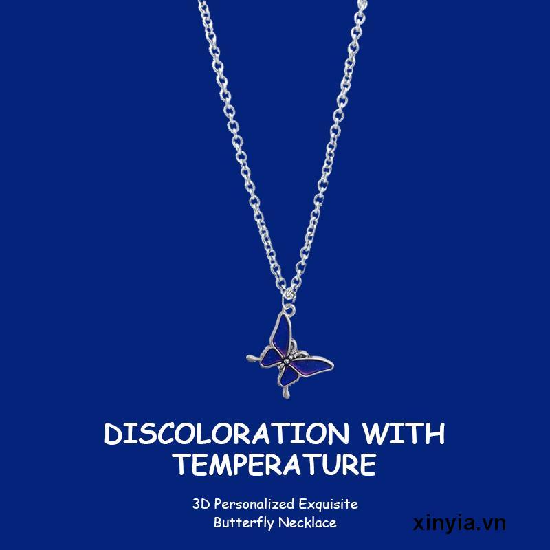 Vòng cổ Mặt Bướm Thay Đổi Màu Sắc Theo Phong Cách Retro Dành Cho Nữ